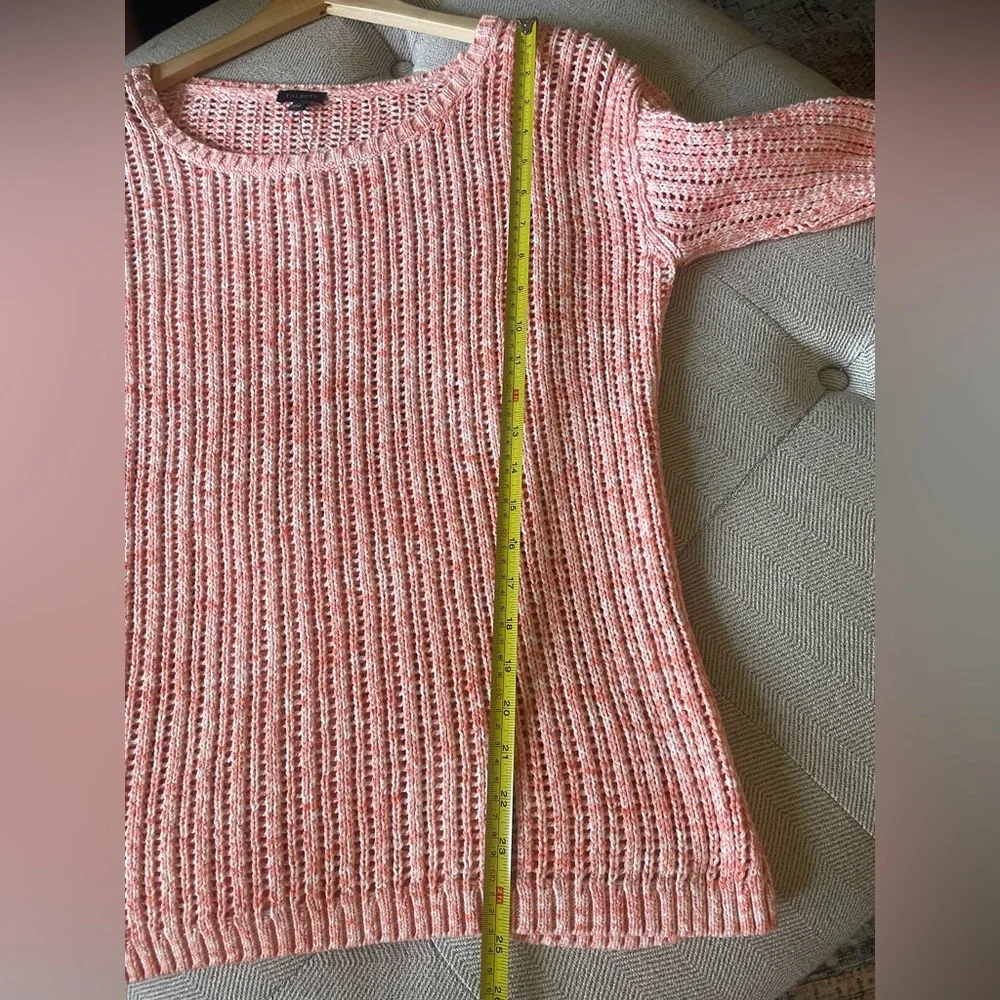 NEW Talbots Small Peach Orange Open Knit Pullover Sweater Cotton Soft Scoop Neck - Picture 7 of 9